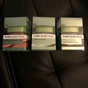 New Set of 3 L’Oreal Pure-Clay Masks